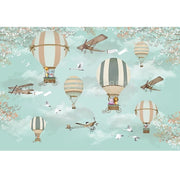 Papier peint tapisserie montgolfières et animaux pour enfant - Papierpeint - panoramique.fr