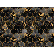 Papier peint tapisserie mosaïque noir et or nid d'abeille - Papierpeint - panoramique.fr