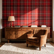 Papier peint tapisserie motif tartan écossais rouge - Papierpeint - panoramique.fr