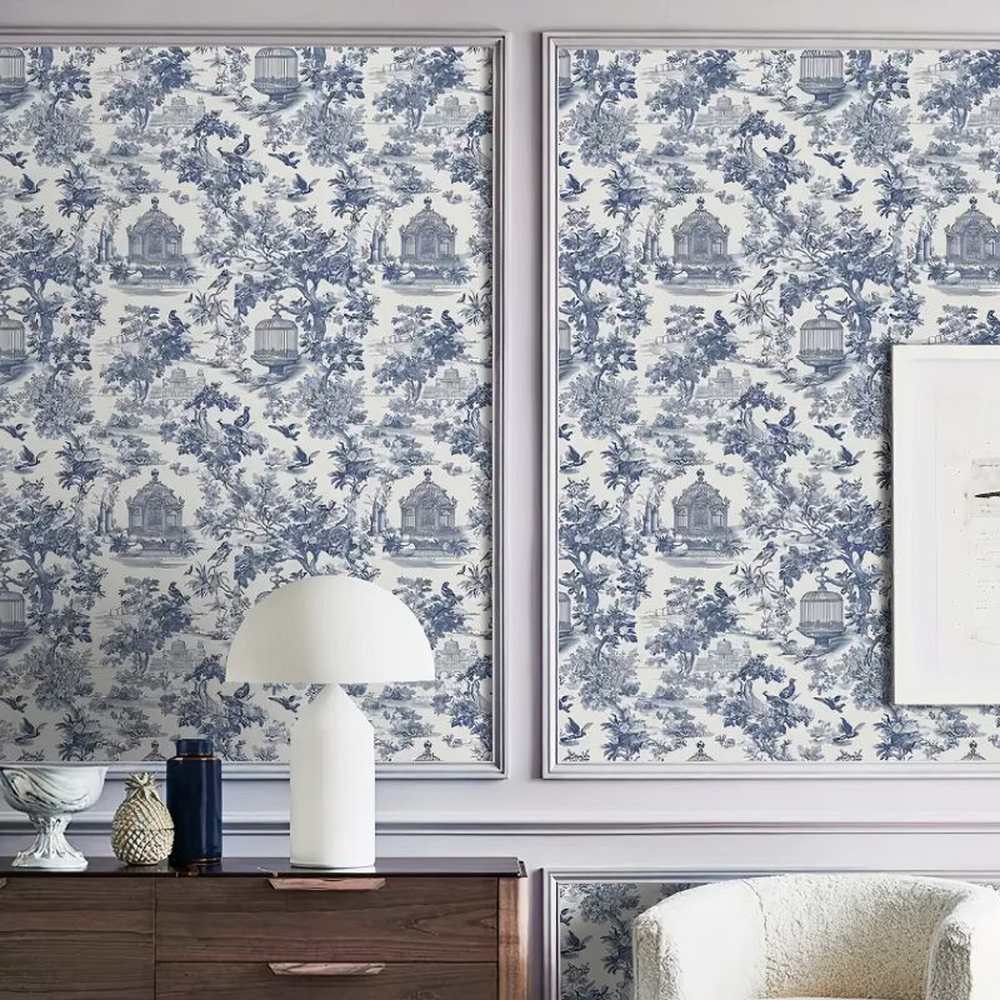 Papier peint tapisserie motif toile de Jouy classique - Papierpeint - panoramique.fr