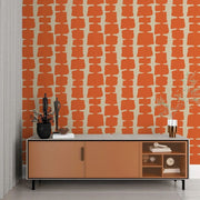 Papier peint tapisserie motifs terracotta années 70 - Papierpeint - panoramique.fr