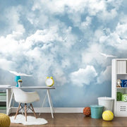 Papier peint tapisserie nuages blancs sur ciel bleu - Papierpeint - panoramique.fr