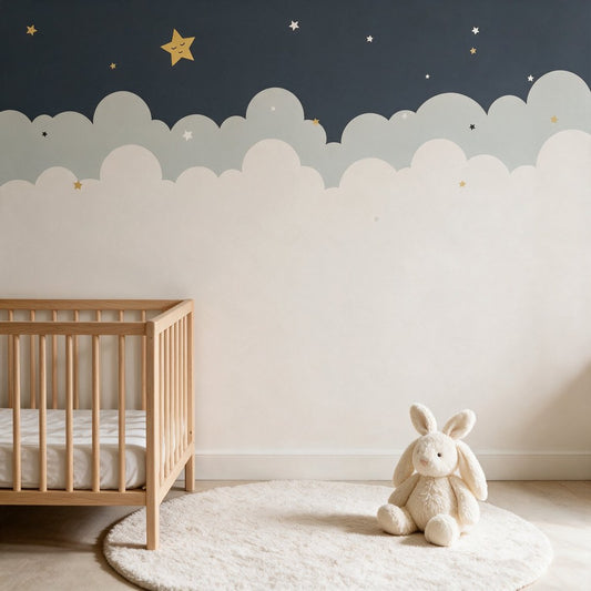 Papier peint tapisserie nuages doux chambre de bébé - Papierpeint - panoramique.fr