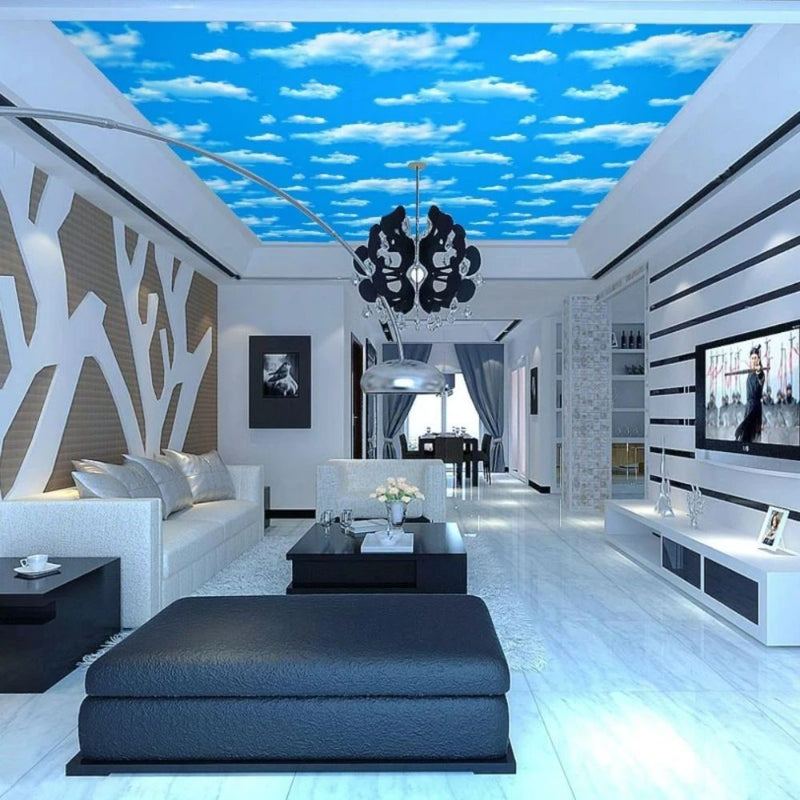 Papier peint tapisserie nuages pour plafond et mur — intissé mat premium