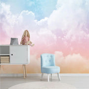 Papier peint tapisserie nuages roses poétiques - Papierpeint - panoramique.fr