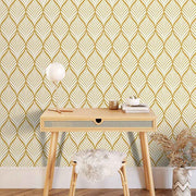 Papier peint tapisserie palmes anciennes jaune rétro - Papierpeint - panoramique.fr
