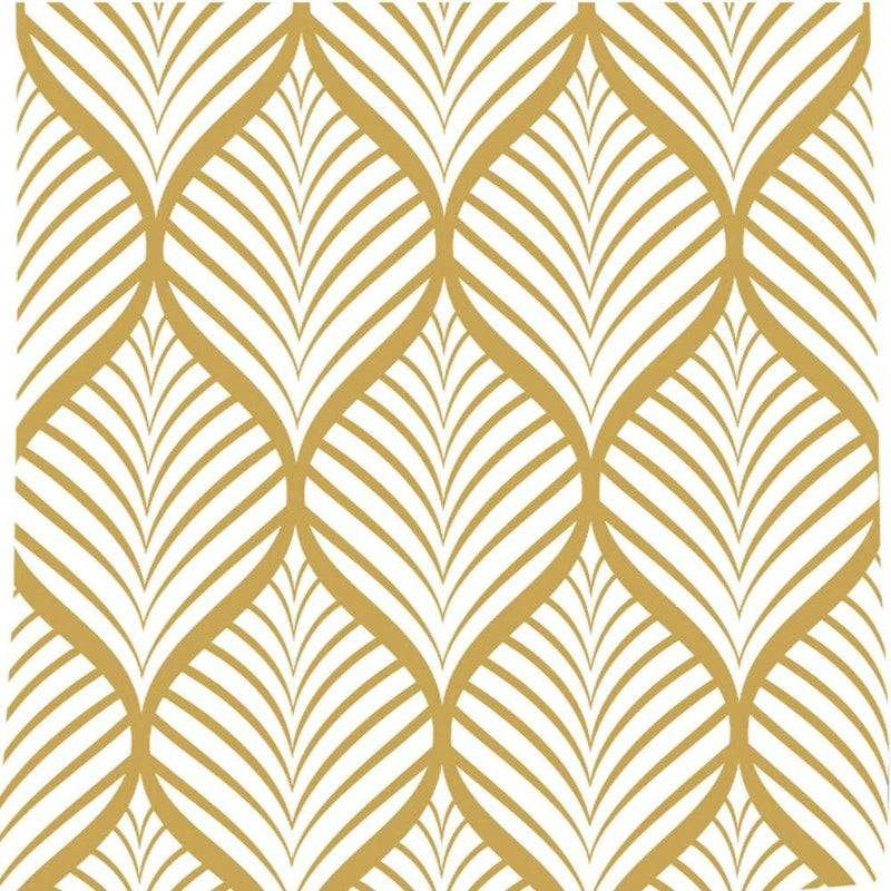 Papier peint tapisserie palmes anciennes jaune rétro — autocollant