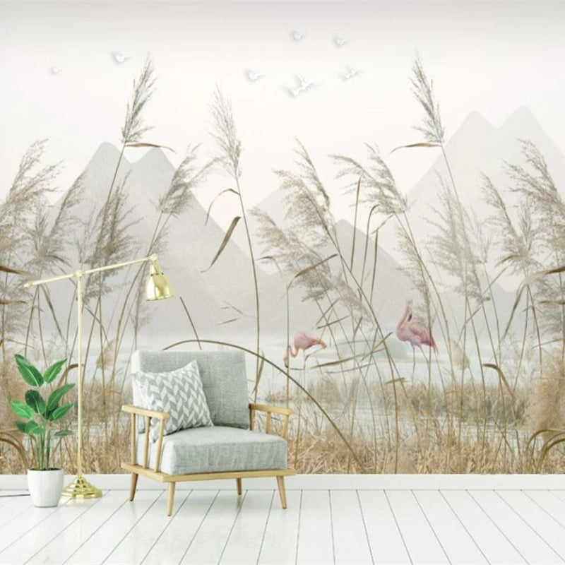 Papier peint tapisserie panoramique flamant rose grand format — intissé mat premium