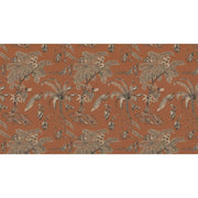 Papier peint tapisserie paon sur fond terracotta - Papierpeint - panoramique.fr