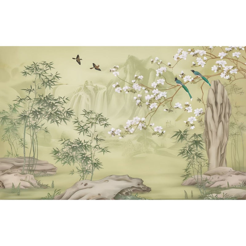 Papier peint tapisserie paysage de bambous — autocollant