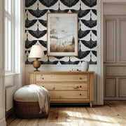 Papier peint tapisserie petits paons noirs géométriques - Papierpeint - panoramique.fr