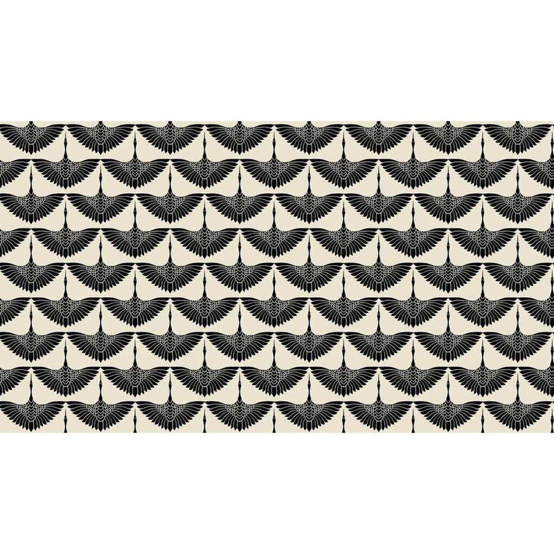 Papier peint tapisserie petits paons noirs géométriques — autocollant