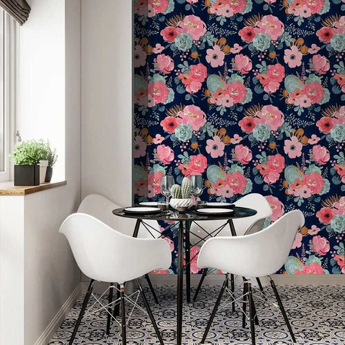 Papier peint tapisserie pivoines vintage - Papierpeint - panoramique.fr
