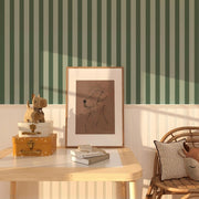 Papier peint tapisserie rayé vert foncé - Papierpeint - panoramique.fr