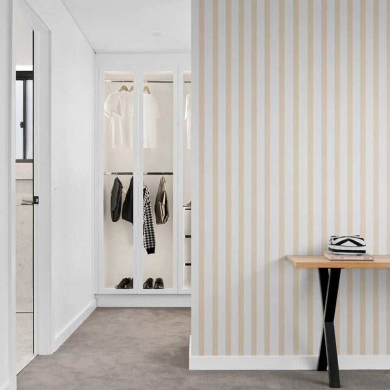 Papier peint tapisserie rayures beige et crème — autocollant