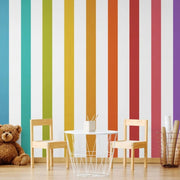 Papier peint tapisserie rayures multicolores - Papierpeint - panoramique.fr