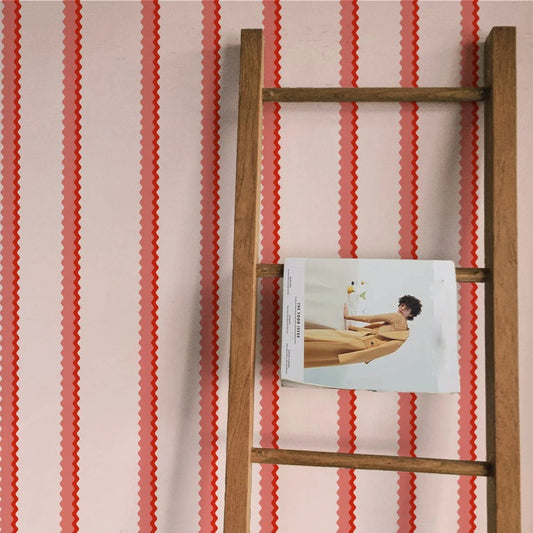 Papier peint tapisserie rayures rose et blanc - Papierpeint - panoramique.fr