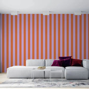 Papier peint tapisserie rayures rose et rouge seventies - Papierpeint - panoramique.fr