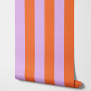 Papier peint tapisserie rayures rose et rouge seventies - Papierpeint - panoramique.fr