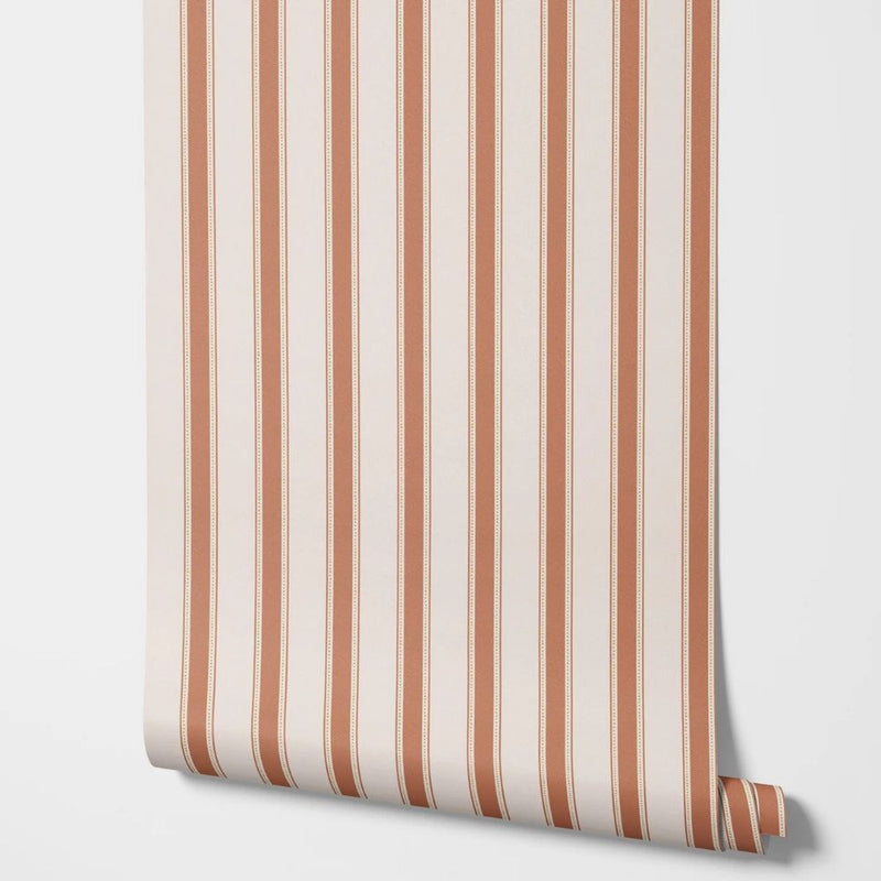 Papier peint tapisserie rayures terracotta — autocollant