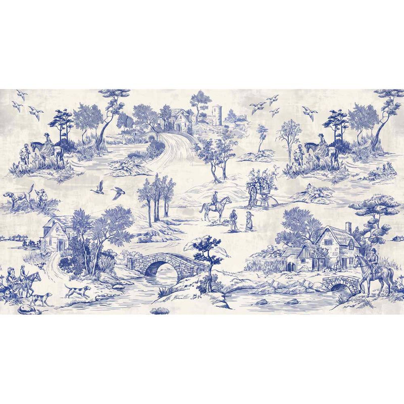 Papier peint tapisserie romantique toile de Jouy paysage — autocollant