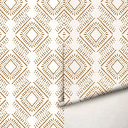Papier peint tapisserie scandinave terracotta motif ethnique - Papierpeint - panoramique.fr