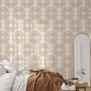 Papier peint tapisserie scandinave terracotta motif ethnique - Papierpeint - panoramique.fr