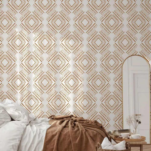 Papier peint tapisserie scandinave terracotta motif ethnique - Papierpeint - panoramique.fr