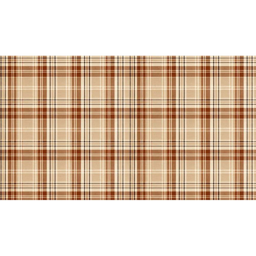 Papier peint tapisserie tartan écossais marron et beige - motif