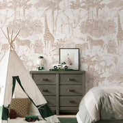 Papier peint tapisserie toile de Jouy beige - Papierpeint - panoramique.fr