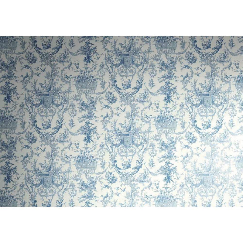 Papier peint tapisserie toile de Jouy bleu — autocollant