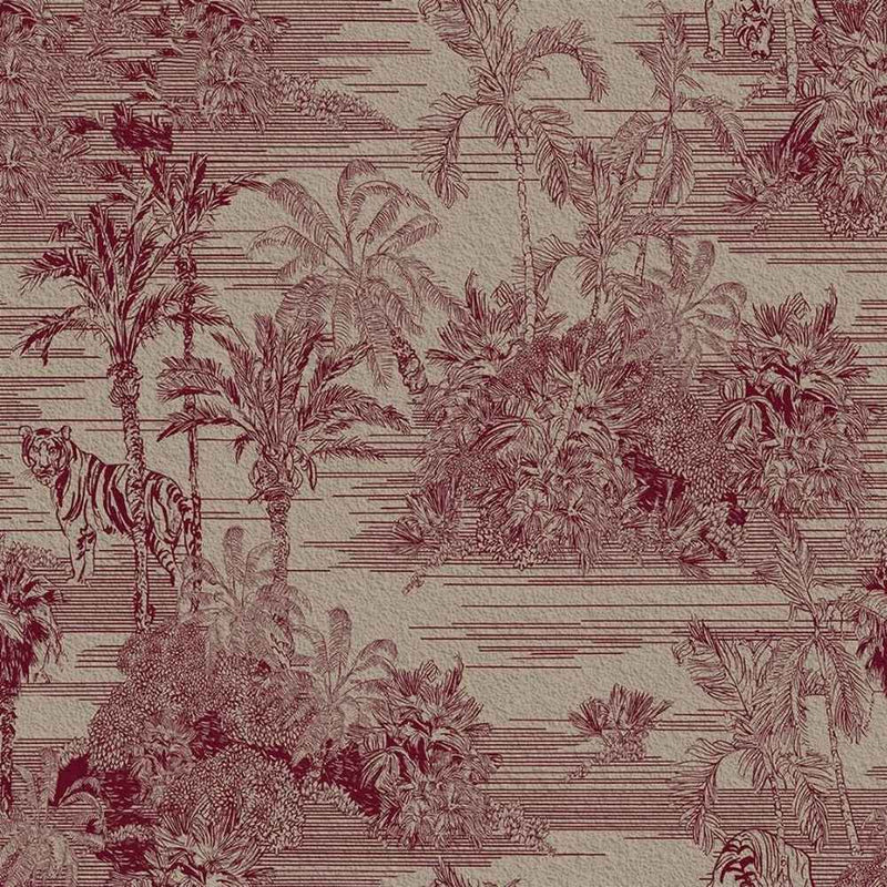 Papier peint tapisserie toile de Jouy bordeaux — autocollant