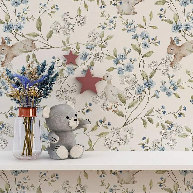 Papier peint tapisserie toile de Jouy pour chambre d'enfant — intissé mat premium