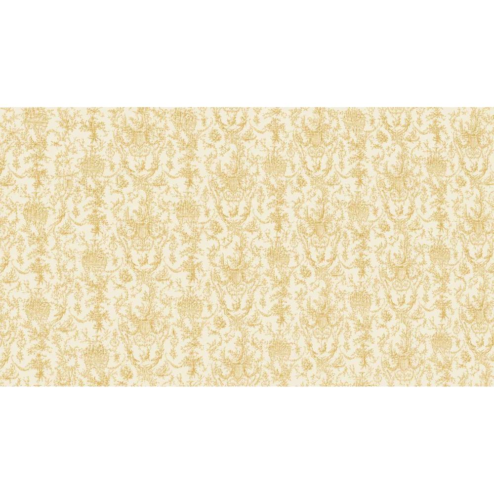 Papier peint tapisserie toile de Jouy jaune - motif