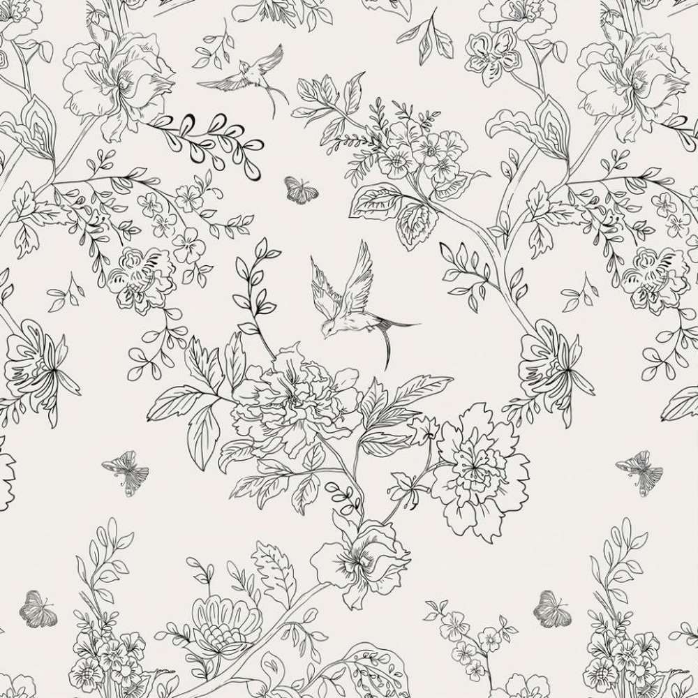 Papier peint tapisserie toile de Jouy petites fleurs - motif