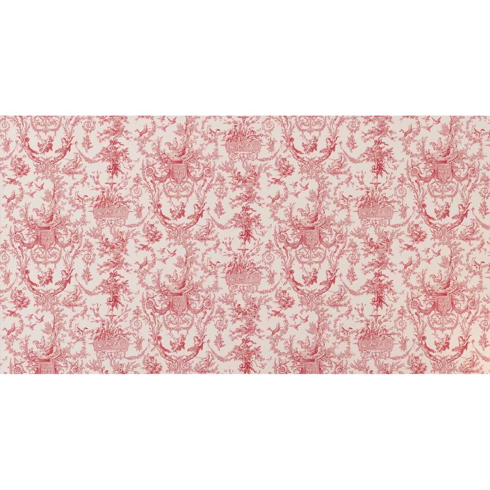 Papier peint tapisserie toile de Jouy rose - motif