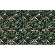 Papier peint tapisserie tropical flamant rose et palmes vertes - Papierpeint - panoramique.fr