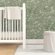 Papier peint tapisserie vert sauge pour chambre - Papierpeint - panoramique.fr