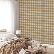 Papier peint tapisserie vichy beige et blanc - Papierpeint - panoramique.fr