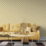 Papier peint tapisserie vichy jaune lumineux - Papierpeint - panoramique.fr