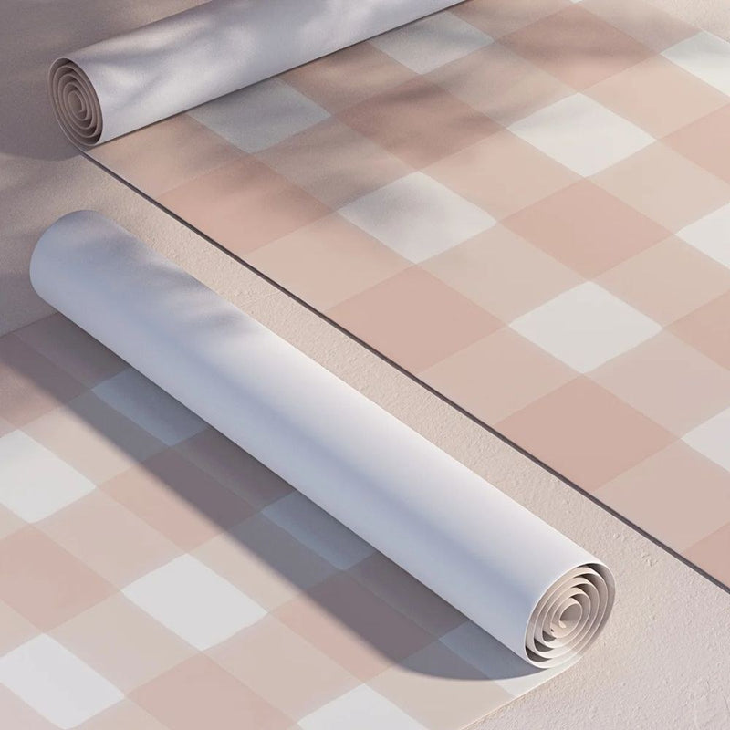 Papier peint tapisserie vichy rose pâle rétro — autocollant
