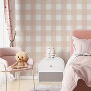 Papier peint tapisserie vichy rose pâle rétro - Papierpeint - panoramique.fr
