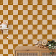 Papier peint tapisserie vichy terracotta - Papierpeint - panoramique.fr