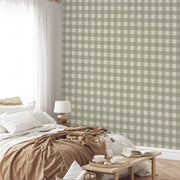 Papier peint tapisserie vichy vert sauge - Papierpeint - panoramique.fr