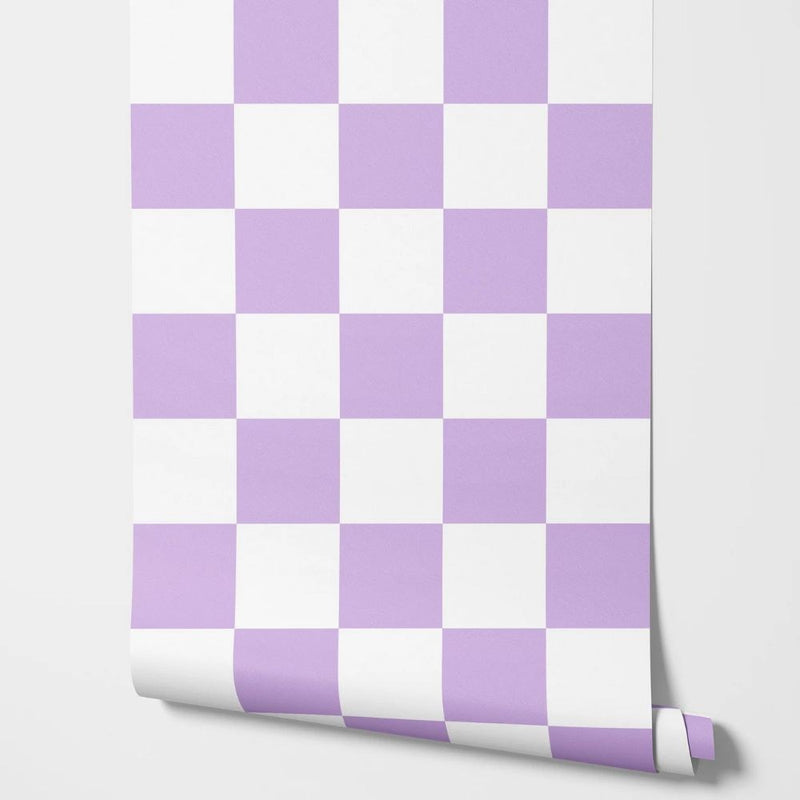 Papier peint tapisserie vichy violet — autocollant