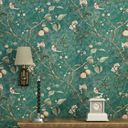 Papier peint tapisserie vintage fleurs et oiseaux - Papierpeint - panoramique.fr