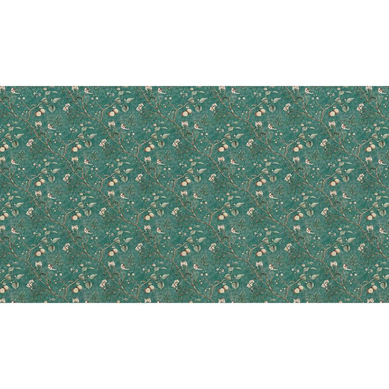 Papier peint tapisserie vintage fleurs et oiseaux — autocollant