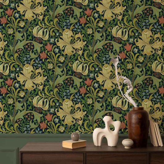 Papier peint tapisserie William Morris Golden Lily floral - Papierpeint - panoramique.fr