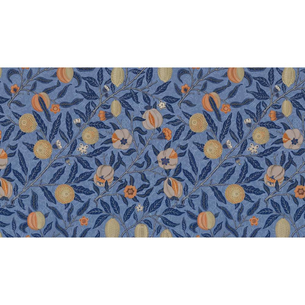 Papier peint tapisserie William Morris grenade fond bleu - motif