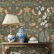 Papier peint tapisserie William Morris Strawberry Thief - Papierpeint - panoramique.fr